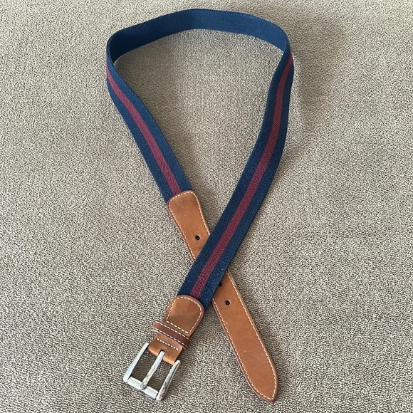 L.L. Bean Other - Men’s L.L.Bean Red/Blue Canvas and Brown Leather Stretch Belt